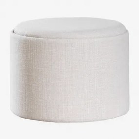 Berkeleni Ronde Gestoffeerde Poef Met Dienblad En Opbergruimte Ø55 Cm & Linnen Crèmebeige - Sklum