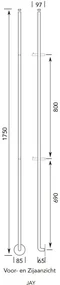 Instamat Jay elektrische handdoekradiator 175cm gepolijst RVS 29W