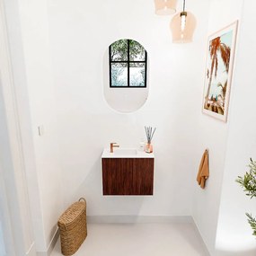 Mondiaz Joya 50cm toiletmeubel ruby met wastafel faye links 1 kraangat talc