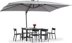 Merano tuinparasol met LED verlichting 3x4m Garden Point antraciet