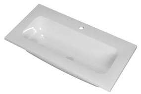 INK Reflekt wastafel - 80x40cm polystone 1 kraangat glans wit INK Wastafelonderkast 2 lades greeploos MFC Houtskool eiken SW956026 / SW207229