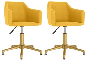 vidaXL Eetkamerstoelen draaibaar 2 st fluweel geel