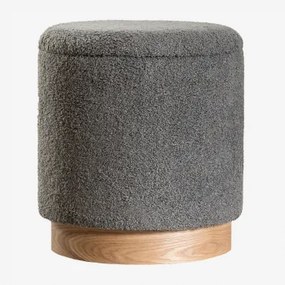 Ronde Poef Ø40 Cm Met Opbergruimte In Schapenvacht Mineyster Grijs – Taupe – Koel - Sklum