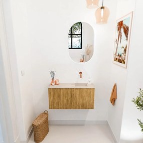 Mondiaz Joya DLux 80cm toiletmeubel oak met wastafel faye rechts zonder kraangat frappe