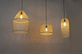 Landelijke Buiten Hanglamp Rotan -lichts - Calamus Staal Taupe