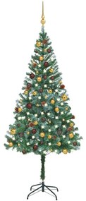 vidaXL Kunstkerstboom met LED's en kerstballen en dennenappels 180 cm