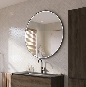 Ben Circulo ronde spiegel met LED verlichting en anti-condens Ø100cm mat zwart