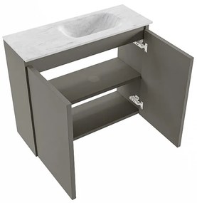 Mondiaz Ture DLux toiletmeubel 60cm smoke met wastafel opalo rechts met kraangat