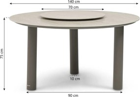 Dining Tuintafel rond 140 cm met lazy susan Taupe Trino