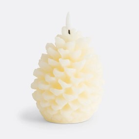 Dennenappel LED-kaars in was, H13 cm, Caspar