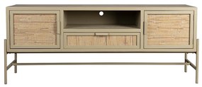 Dutchbone Yasu Beige Tv-meubel Met Rotan Deuren - 148x38x60cm.