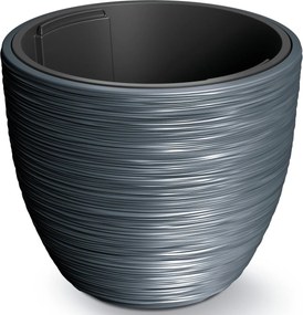 Prosperplast Furu Stripes Bloempot - Antraciet -Ø 30 cm - Met binnenpot