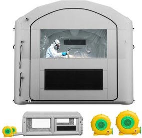 VEVOR Opblaasbare Spuitcabine 6x3x2,5 m Spuitcabine Verftent Grijs, met 550W & 750W Ventilator, Actieve Koolstoffiltratie, PVC Raam voor ATV, Motorfiets & Middelgroot Meubilair, Draagbaar