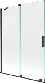 Mexen Velar uitschuifbare 2-delige badscherm 130 x 150 cm, transparant, zwart - 896-130-000-01-70