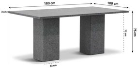 Dining Tuintafel rechthoekig 180 x 100 cm Graniet Grijs