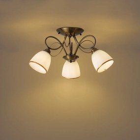 Klassieke plafondlamp brons met opaal glas 3-lichts - Katarina