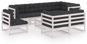vidaXL 9-delige Loungeset met kussens massief grenenhout