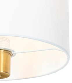 Klassieke wandlamp goud stoffen kap wit - Cas Klassiek / Antiek E27 rond Binnenverlichting Lamp