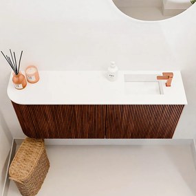 Mondiaz Joya 100cm toiletmeubel ronding links ruby met wastafel faye rechts 1 kraangat talc