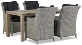 Tuinset 4 personen 180 cm Wicker Grijs Garden Collections Buckingham/Bristol