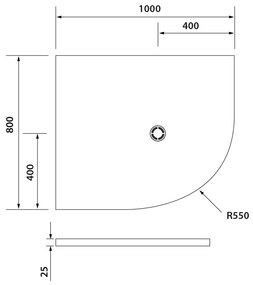 Polysan Flexia kwartronde douchebak 100x80cm wit links