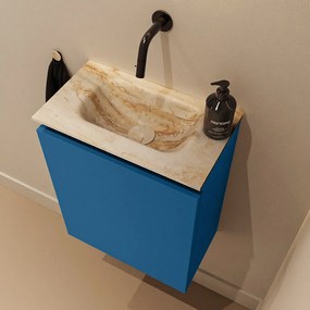 Mondiaz Ture DLux toiletmeubel 40cm jeans met wastafel frappe midden zonder kraangat