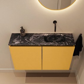 Mondiaz Ture DLux toiletmeubel 80cm ocher met wastafel lava rechts zonder kraangat