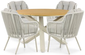 Tuinset 4 personen 125 cm Aluminium/rope Taupe Santika Furniture Santika