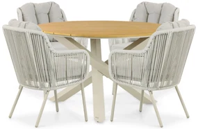 Tuinset 4 personen 125 cm Aluminium/rope Taupe Santika Furniture Santika