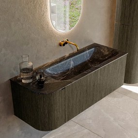 Mondiaz Kurve-dlux 125cm badmeubel ronding links shadow met 1 lade en deur en wastafel big medium rechts zonder kraangat lava