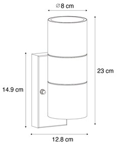 Buiten wandlamp met schemerschakelaar / dag-nacht sensor met bewegingsmelder zwart 2-lichts AR70 met schemersensor - Duo Modern GU10 IP44 Buitenverlichting rond