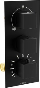 Mexen Cube thermostatische bad-douchekraan 3-weg, zwart - 77503-70