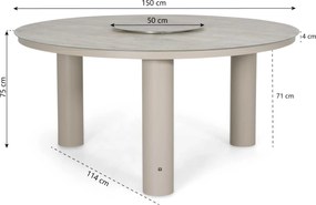 Dining Tuintafel rond 150 cm met lazy susan Zand/Beige Arancia