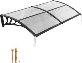 VEVOR luifel voor voordeur 965x1987 mm, aanbouwluifel, aanbouwluifel met afwatering en ABS-beugel, bescherming tegen regen, sneeuw en zon, polycarbonaat deurluifel voor veranda en terras, transparant