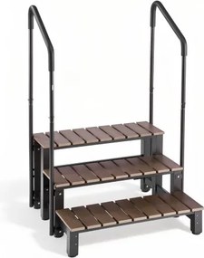 VEVOR Hot Tub Trap met leuningen, 3 treden, 82 cm breed, geschikt voor bovengrondse/opblaasbare zwembaden, campers, terrassen en veranda's, antislip stalen treden met HIPS-frame
