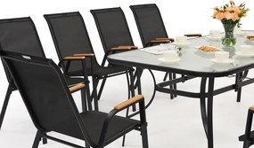 Modena/Bitonto Wood metalen tuinmeubelen voor 10 personen met grote Garden Point tafel zwart