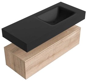 Zaro Alan badmeubel 110cm washed oak 1 lade met vrijhangende wastafel cloud rechts zonder kraangat urban