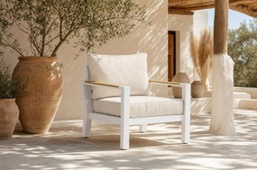 Tuinstoel Aluminium/Polywood (teakfinish) Wit Lifestyle Garden Furniture Bilbao