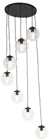Smart hanglamp met dimmer zwart 7-lichts incl. Wifi ST64 - Pallon Art Deco E27 bol / globe / rond Binnenverlichting Lamp