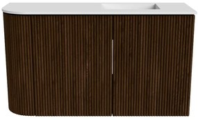 Mondiaz Joya 70cm toiletmeubel ronding links walnut met wastafel faye rechts 1 kraangat talc