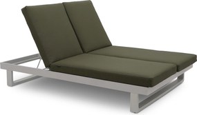Lifestyle Garden Furniture Massimo Ligbed Met Kussen Wit/moss Green Aluminium Wit