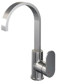 Brauer Brushed Edition ColdStart wastafelkraan hoog met draaibare platte uitloop model C RVS geborsteld PVD