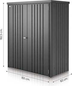 Biohort metalen tuinkast 155x83 cm. met bodemprofiel - Donkergrijs Metallic