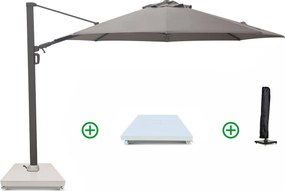 Zweefparasol  3.5m S2 Excellent (incl. voet en hoes) Taupe-naturel-bruin Camello Luna