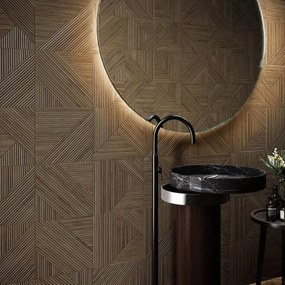 Valence Stripes decor wandtegel 32x100cm bruin donker