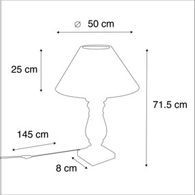 Landelijke tafellamp met linnen kap beige 50 cm - Catnip Landelijk E27 cilinder / rond rond Binnenverlichting Lamp