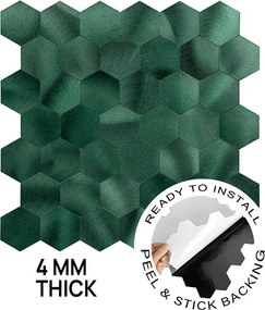 Zelfklevend Mozaïek Hexagon Aston Groen - 29.5 cm x 29.5 cm x 0.4 cm | 0.5 kg | Paneli zelfklevende steenstrips