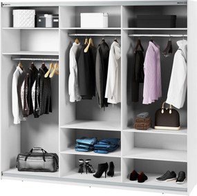 Kledingkast Fresno 138, Wit, 235x250x71cm, 254 kg, Kledingkast deuren: Schuivend
