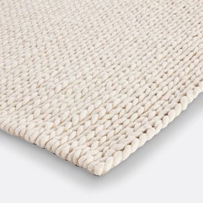 Vierkant wollen vloerkleed met tricot effect, Diano