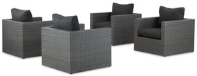 Loungeset tuin 4 personen Wicker Grijs  Garden Collections Houston